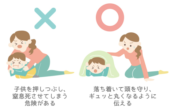 寝ている子供を地震から身を守る方法