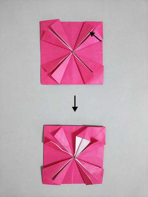 折り紙でダリアの花を折る折り方の手順画像